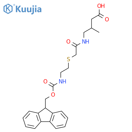 4-(2-{2-({(9H-fluoren-9-yl)methoxycarbonyl}amino)ethylsulfanyl}acetamido)-3-methylbutanoic acid structure
