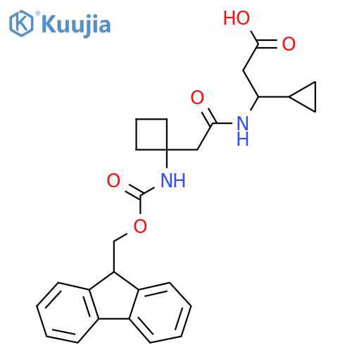 3-cyclopropyl-3-{2-1-({(9H-fluoren-9-yl)methoxycarbonyl}amino)cyclobutylacetamido}propanoic acid structure