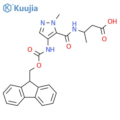 3-{4-({(9H-fluoren-9-yl)methoxycarbonyl}amino)-1-methyl-1H-pyrazol-5-ylformamido}butanoic acid structure