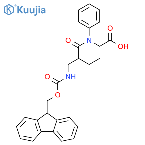 2-{2-({(9H-fluoren-9-yl)methoxycarbonyl}amino)methyl-N-phenylbutanamido}acetic acid structure