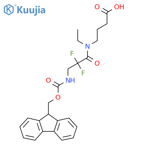 4-N-ethyl-3-({(9H-fluoren-9-yl)methoxycarbonyl}amino)-2,2-difluoropropanamidobutanoic acid structure