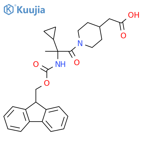 2-{1-2-cyclopropyl-2-({(9H-fluoren-9-yl)methoxycarbonyl}amino)propanoylpiperidin-4-yl}acetic acid structure