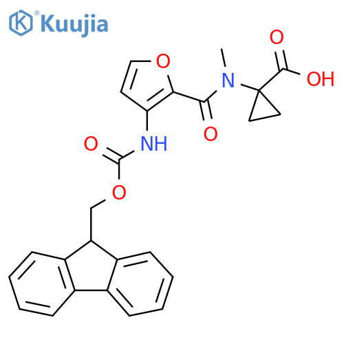1-N-methyl3-({(9H-fluoren-9-yl)methoxycarbonyl}amino)furan-2-amidocyclopropane-1-carboxylic acid structure
