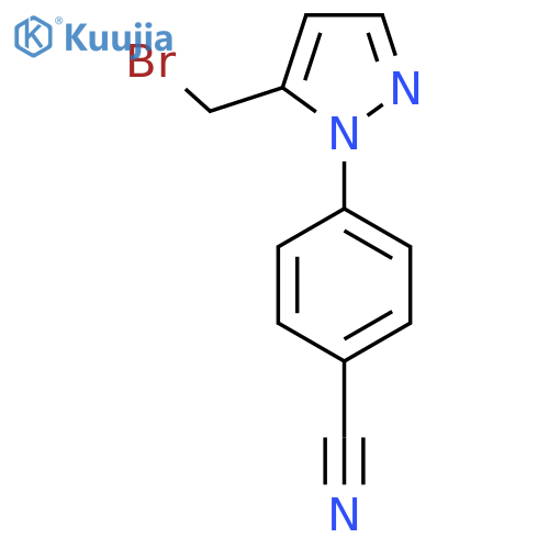 4-5-(bromomethyl)-1H-pyrazol-1-ylbenzonitrile structure