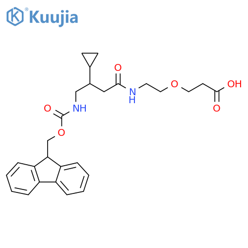 3-{2-3-cyclopropyl-4-({(9H-fluoren-9-yl)methoxycarbonyl}amino)butanamidoethoxy}propanoic acid structure