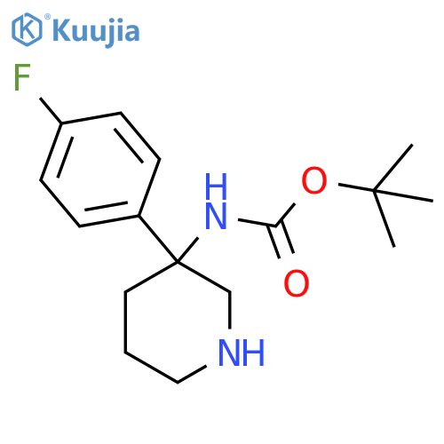 tert-butyl N-3-(4-fluorophenyl)piperidin-3-ylcarbamate structure