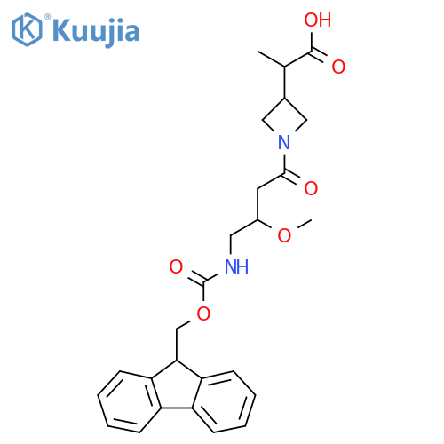2-{1-4-({(9H-fluoren-9-yl)methoxycarbonyl}amino)-3-methoxybutanoylazetidin-3-yl}propanoic acid structure