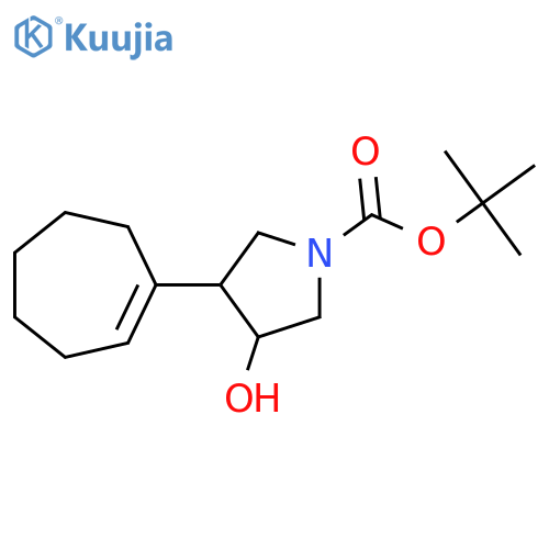 Tert-butyl 3-(cyclohept-1-en-1-yl)-4-hydroxypyrrolidine-1-carboxylate structure