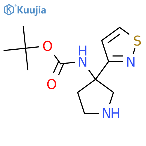 tert-butyl N-3-(1,2-thiazol-3-yl)pyrrolidin-3-ylcarbamate structure