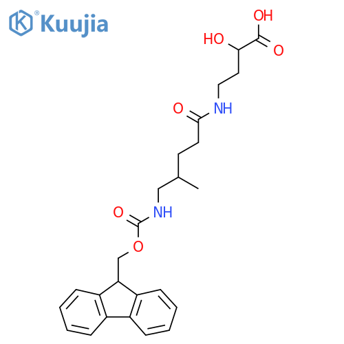 4-5-({(9H-fluoren-9-yl)methoxycarbonyl}amino)-4-methylpentanamido-2-hydroxybutanoic acid structure