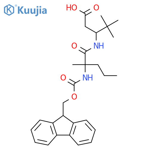 3-2-({(9H-fluoren-9-yl)methoxycarbonyl}amino)-2-methylpentanamido-4,4-dimethylpentanoic acid structure