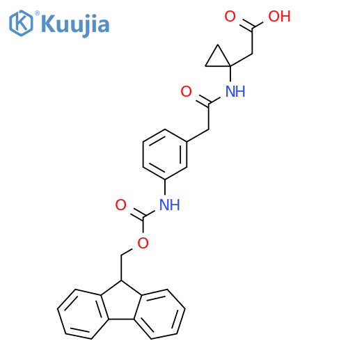 2-(1-{2-3-({(9H-fluoren-9-yl)methoxycarbonyl}amino)phenylacetamido}cyclopropyl)acetic acid structure