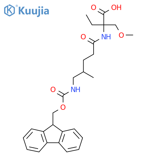 2-5-({(9H-fluoren-9-yl)methoxycarbonyl}amino)-4-methylpentanamido-2-(methoxymethyl)butanoic acid structure