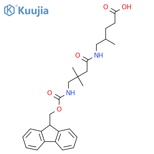 5-4-({(9H-fluoren-9-yl)methoxycarbonyl}amino)-3,3-dimethylbutanamido-4-methylpentanoic acid structure