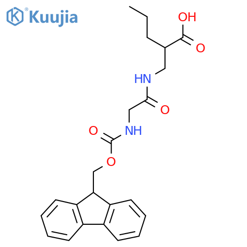 2-{2-({(9H-fluoren-9-yl)methoxycarbonyl}amino)acetamidomethyl}pentanoic acid structure