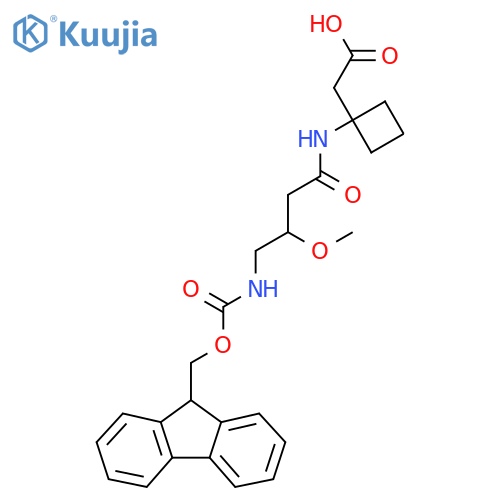 2-{1-4-({(9H-fluoren-9-yl)methoxycarbonyl}amino)-3-methoxybutanamidocyclobutyl}acetic acid structure