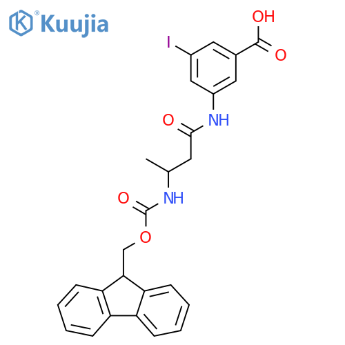 3-3-({(9H-fluoren-9-yl)methoxycarbonyl}amino)butanamido-5-iodobenzoic acid structure