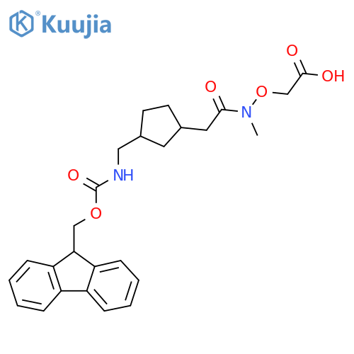 2-(2-{3-({(9H-fluoren-9-yl)methoxycarbonyl}amino)methylcyclopentyl}-N-methylacetamido)oxyacetic acid structure