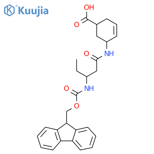 5-3-({(9H-fluoren-9-yl)methoxycarbonyl}amino)pentanamidocyclohex-3-ene-1-carboxylic acid structure
