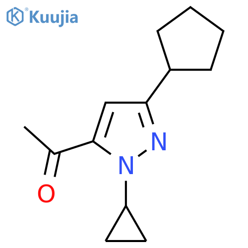 1-(3-cyclopentyl-1-cyclopropyl-1H-pyrazol-5-yl)ethan-1-one structure