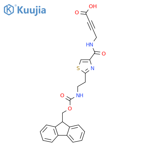 4-({2-2-({(9H-fluoren-9-yl)methoxycarbonyl}amino)ethyl-1,3-thiazol-4-yl}formamido)but-2-ynoic acid structure