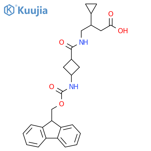 3-cyclopropyl-4-{3-({(9H-fluoren-9-yl)methoxycarbonyl}amino)cyclobutylformamido}butanoic acid structure