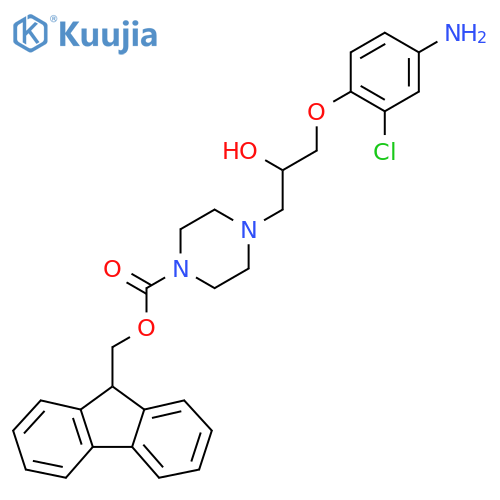 9H-fluoren-9-ylmethyl 4-3-(4-amino-2-chlorophenoxy)-2-hydroxypropylpiperazine-1-carboxylate structure