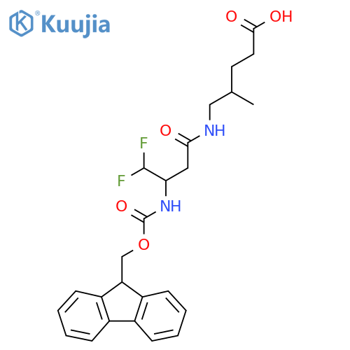 5-3-({(9H-fluoren-9-yl)methoxycarbonyl}amino)-4,4-difluorobutanamido-4-methylpentanoic acid structure