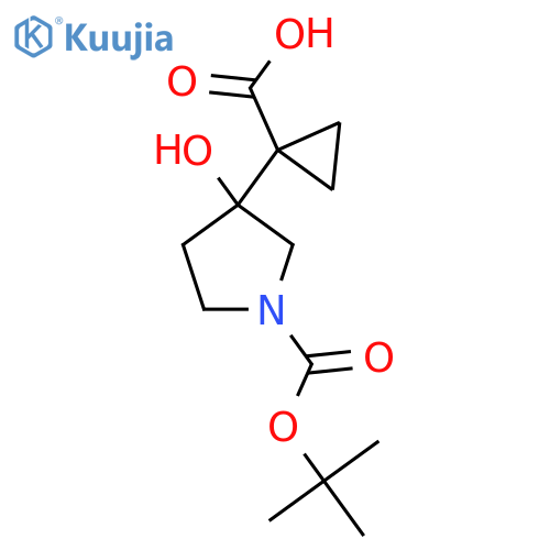 1-{1-(tert-butoxy)carbonyl-3-hydroxypyrrolidin-3-yl}cyclopropane-1-carboxylic acid structure