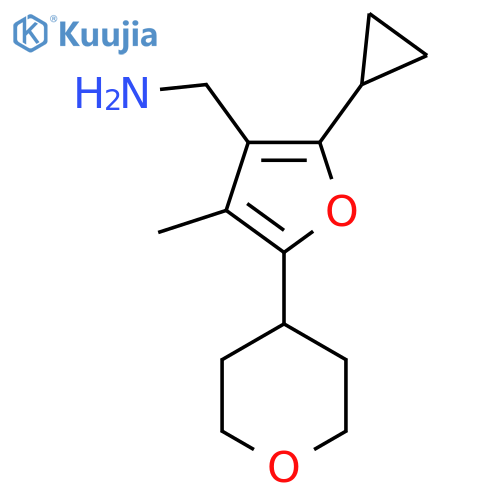 2-cyclopropyl-4-methyl-5-(oxan-4-yl)furan-3-ylmethanamine structure