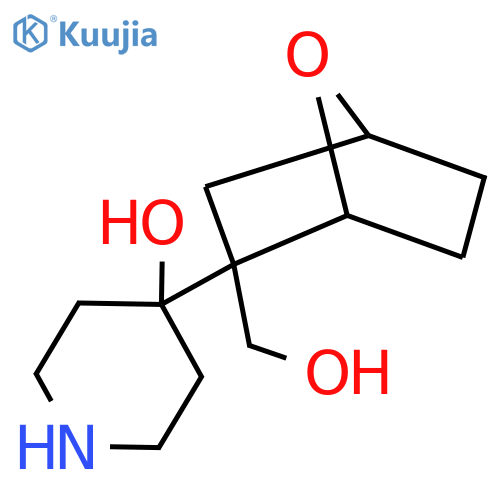 4-2-(hydroxymethyl)-7-oxabicyclo2.2.1heptan-2-ylpiperidin-4-ol structure
