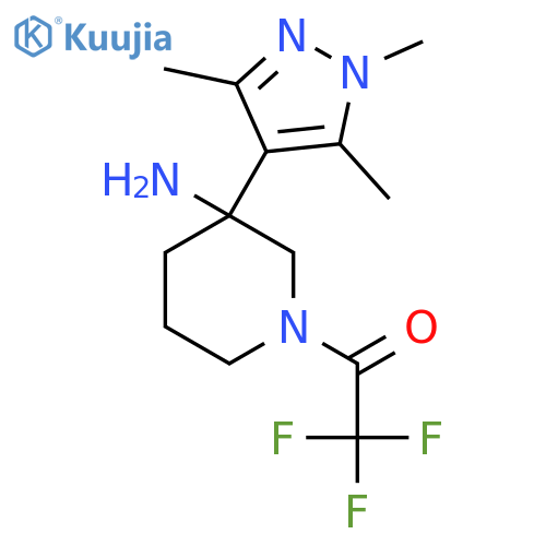 1-3-amino-3-(trimethyl-1H-pyrazol-4-yl)piperidin-1-yl-2,2,2-trifluoroethan-1-one structure