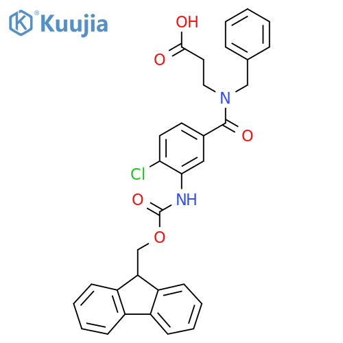 3-{N-benzyl-1-4-chloro-3-({(9H-fluoren-9-yl)methoxycarbonyl}amino)phenylformamido}propanoic acid structure