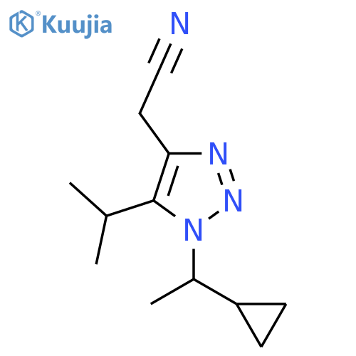 2-1-(1-cyclopropylethyl)-5-(propan-2-yl)-1H-1,2,3-triazol-4-ylacetonitrile structure