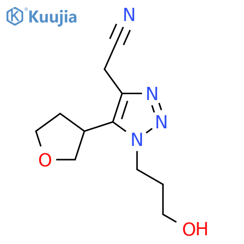 2-1-(3-hydroxypropyl)-5-(oxolan-3-yl)-1H-1,2,3-triazol-4-ylacetonitrile structure