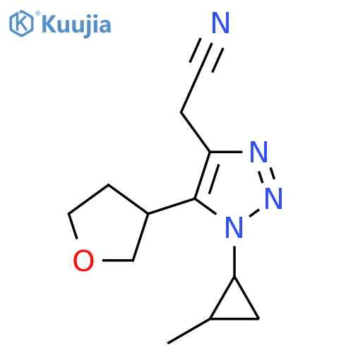 2-1-(2-methylcyclopropyl)-5-(oxolan-3-yl)-1H-1,2,3-triazol-4-ylacetonitrile structure