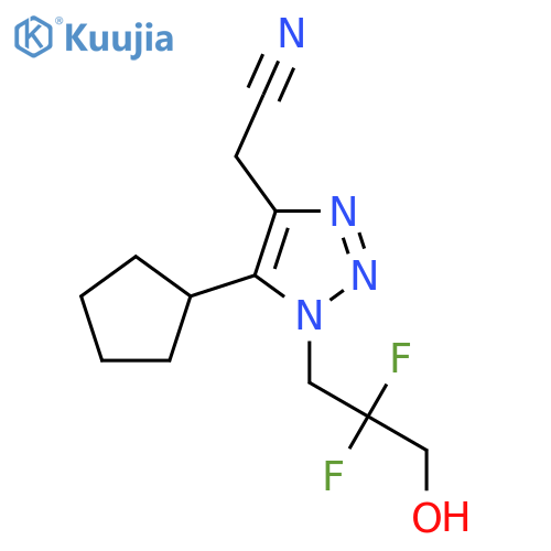 2-5-cyclopentyl-1-(2,2-difluoro-3-hydroxypropyl)-1H-1,2,3-triazol-4-ylacetonitrile structure