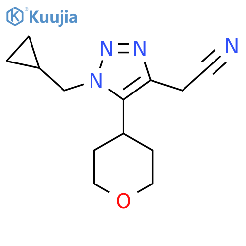 2-1-(cyclopropylmethyl)-5-(oxan-4-yl)-1H-1,2,3-triazol-4-ylacetonitrile structure