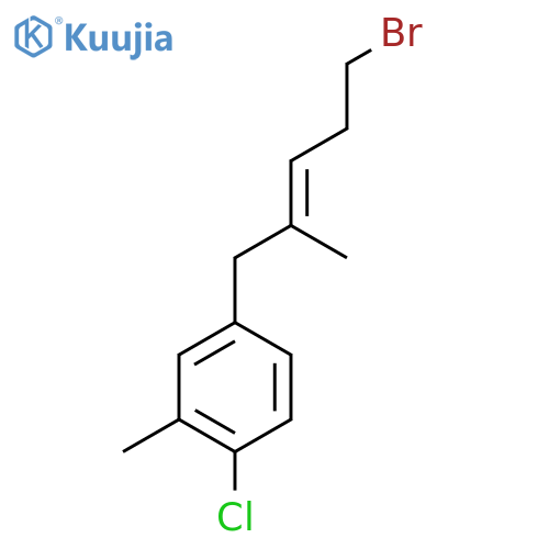4-(5-bromo-2-methylpent-2-en-1-yl)-1-chloro-2-methylbenzene structure