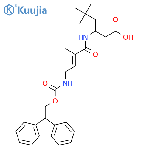 3-[4-({[(9H-fluoren-9-yl)methoxy]carbonyl}amino)-2-methylbut-2-enamido]-5,5-dimethylhexanoic acid structure