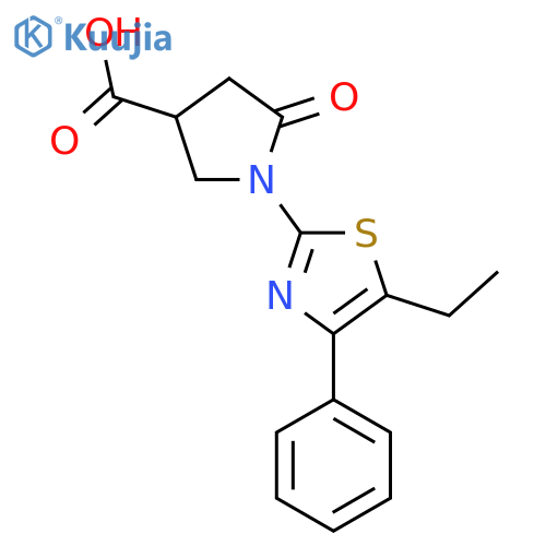 1-(5-Ethyl-4-phenyl-1,3-thiazol-2-yl)-5-oxopyrrolidine-3-carboxylic acid structure