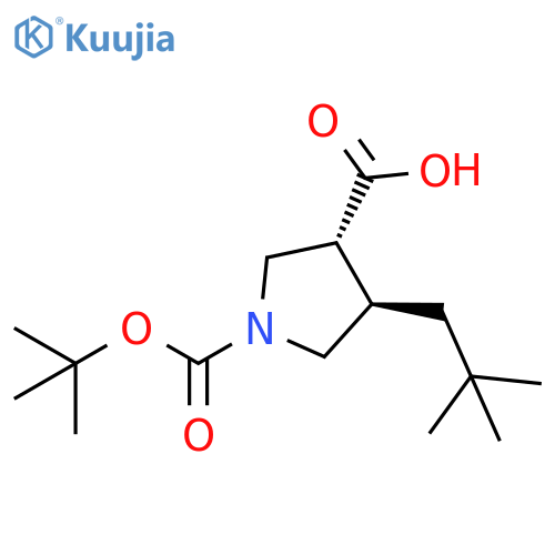 rac-(3R,4R)-1-(tert-butoxy)carbonyl-4-(2,2-dimethylpropyl)pyrrolidine-3-carboxylic acid, trans structure