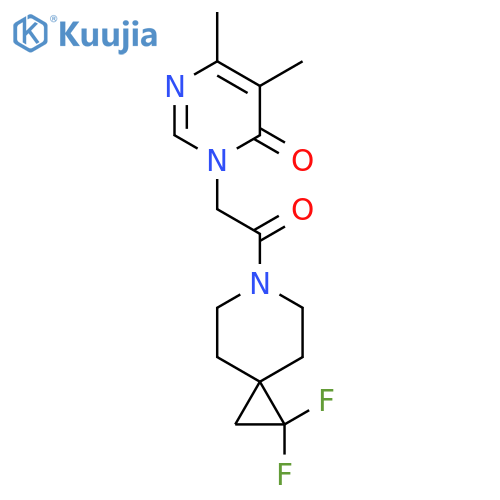 3-(2-{1,1-difluoro-6-azaspiro2.5octan-6-yl}-2-oxoethyl)-5,6-dimethyl-3,4-dihydropyrimidin-4-one structure
