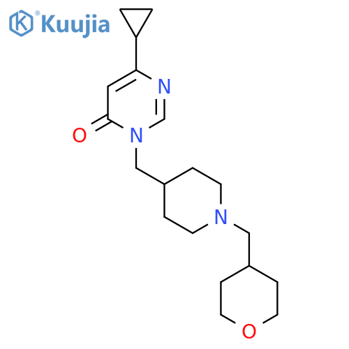 6-cyclopropyl-3-({1-(oxan-4-yl)methylpiperidin-4-yl}methyl)-3,4-dihydropyrimidin-4-one structure