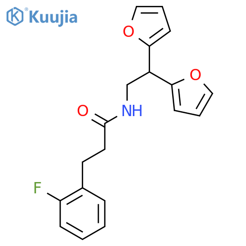 N-[2,2-bis(furan-2-yl)ethyl]-3-(2-fluorophenyl)propanamide structure