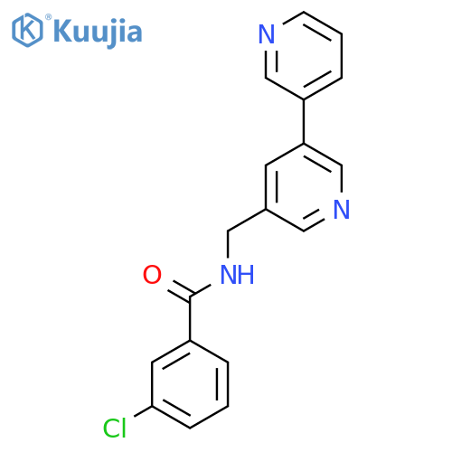 N-({[3,3'-bipyridine]-5-yl}methyl)-3-chlorobenzamide structure