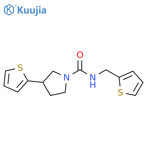 3-(thiophen-2-yl)-N-[(thiophen-2-yl)methyl]pyrrolidine-1-carboxamide structure