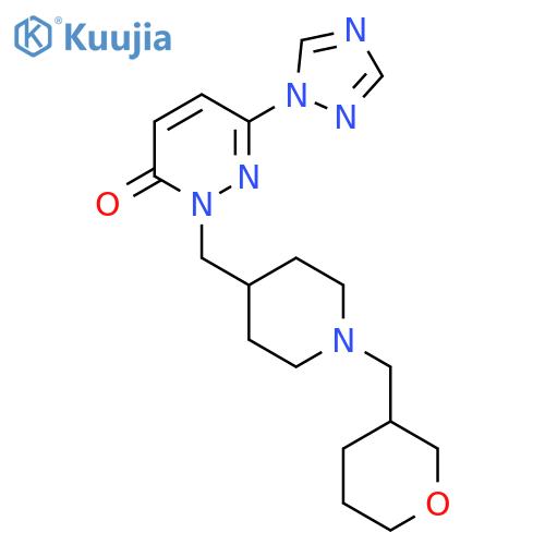 2-({1-[(oxan-3-yl)methyl]piperidin-4-yl}methyl)-6-(1H-1,2,4-triazol-1-yl)-2,3-dihydropyridazin-3-one structure