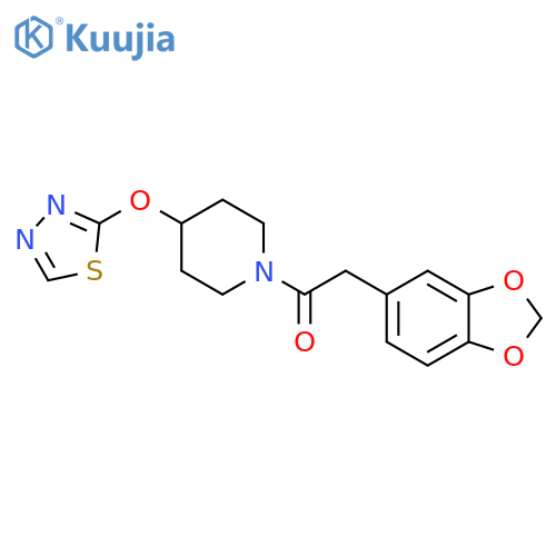 2-(2H-1,3-benzodioxol-5-yl)-1-4-(1,3,4-thiadiazol-2-yloxy)piperidin-1-ylethan-1-one structure