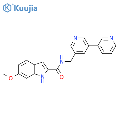 N-({[3,3'-bipyridine]-5-yl}methyl)-6-methoxy-1H-indole-2-carboxamide structure